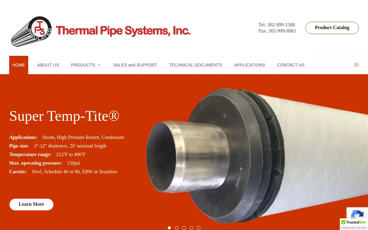 Homepage of Thermal Pipe Systems INC