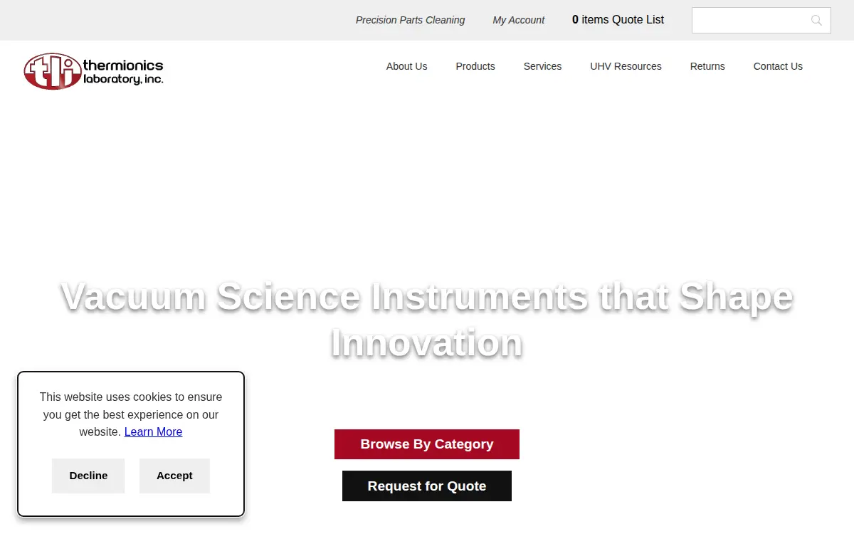 Homepage of Thermionics Laboratory, INC.