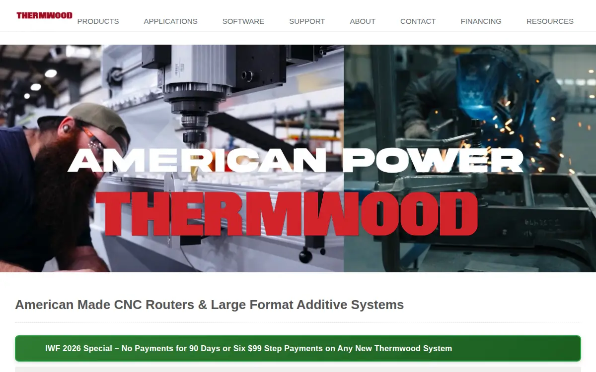 Homepage of Thermwood Corporation