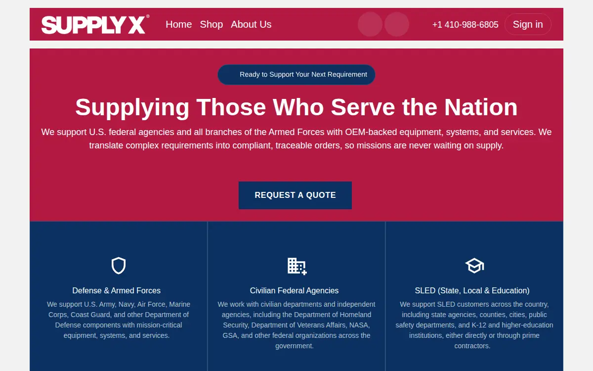 Homepage of Supplyx LLC
