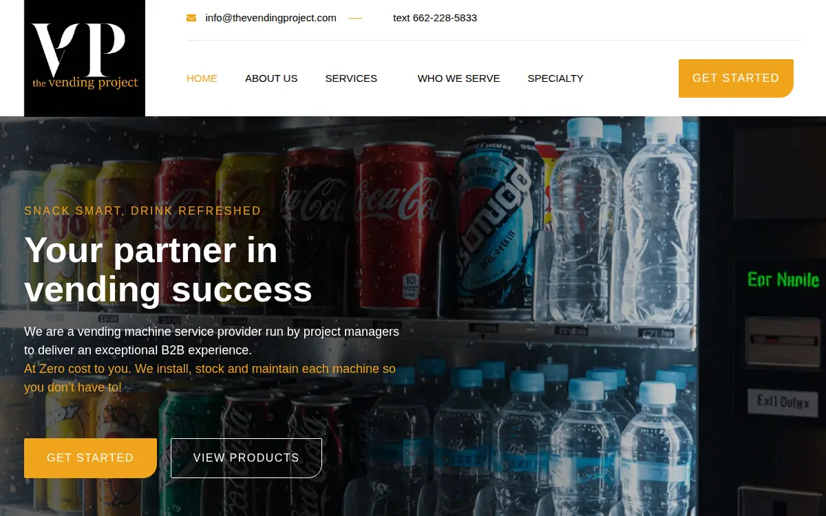 Homepage of The Vending Project LLC