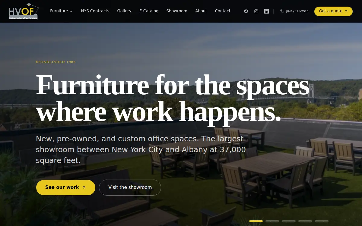 Homepage of Hudson Valley Office Furniture, INC.