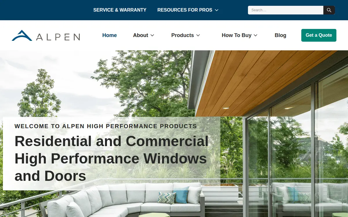 Homepage of Alpen High Performance Products, INC.