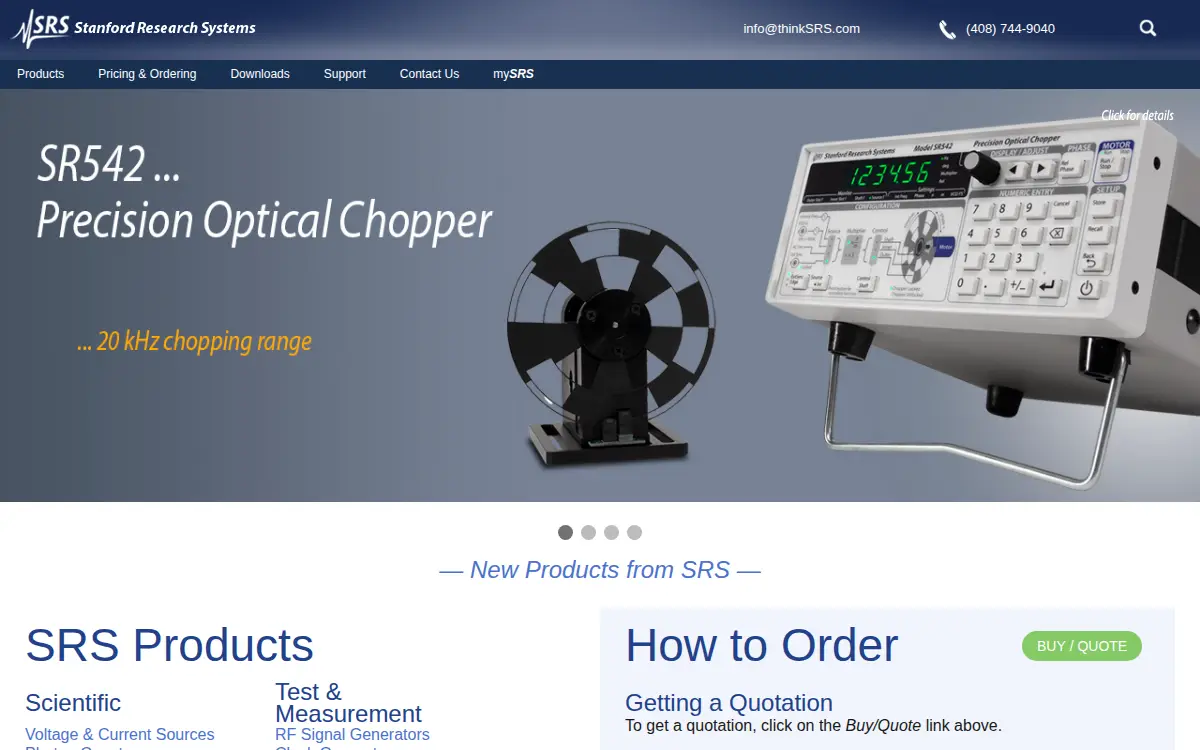 Homepage of Stanford Research Systems INC.
