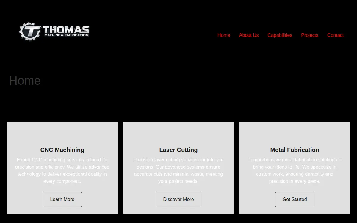 Homepage of Thomas Machine & Fab LLC