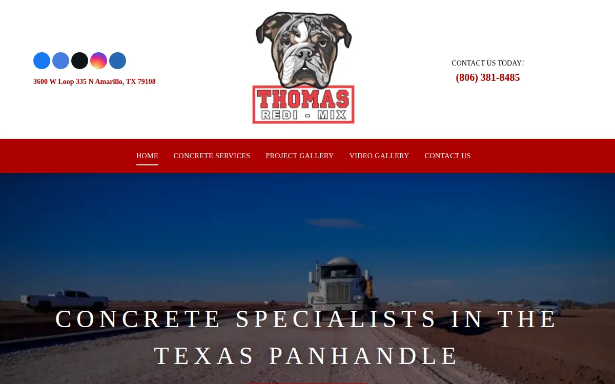 Homepage of Thomas Redi-mix Company, INC.