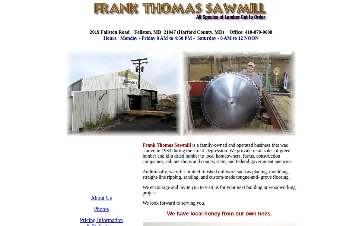 Homepage of Frank Thomas Sawmill