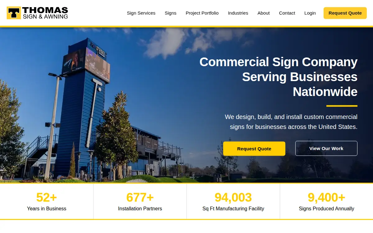Homepage of Thomas Sign and Awning Company, INC.