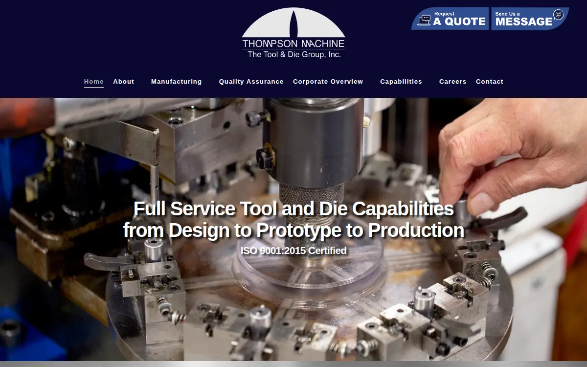Homepage of Thompson Machine the Tool & Die Group, INC.