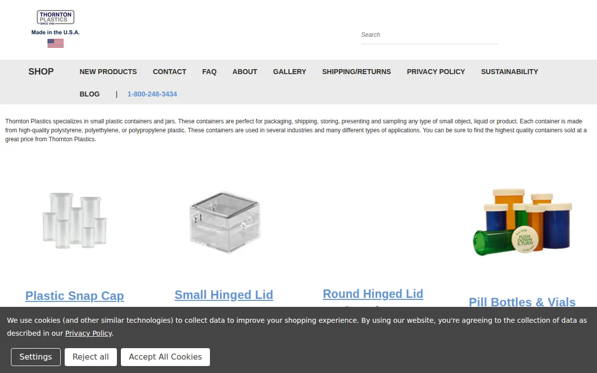 Homepage of Thornton Plastic Company