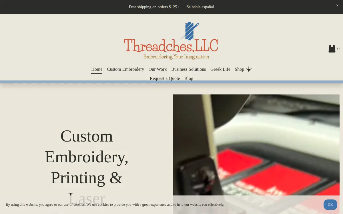 Homepage of Threadches, LLC