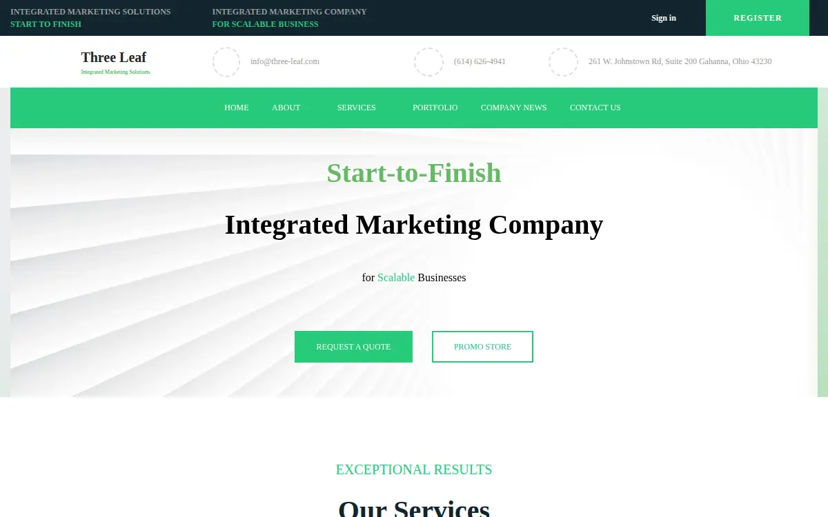 Homepage of Three Leaf Productions, INC.