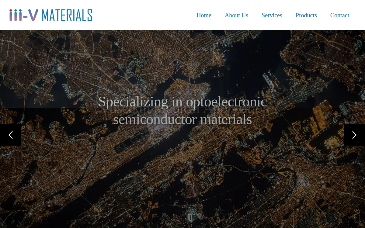 Homepage of Three Five (iii-v) Materials, INC.