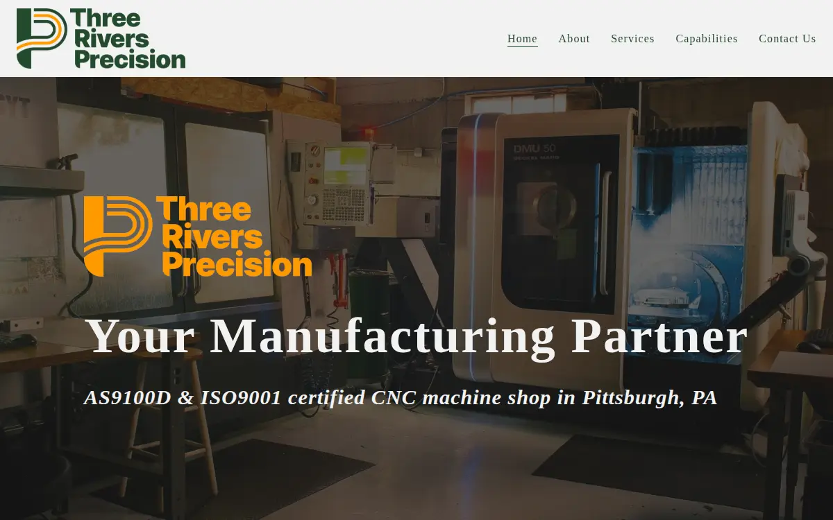 Homepage of Three Rivers Precision, LLC