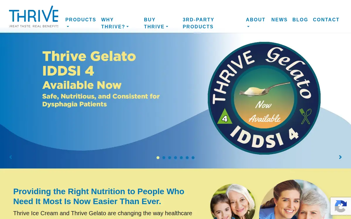 Homepage of Thrive Frozen Nutrition, INC.