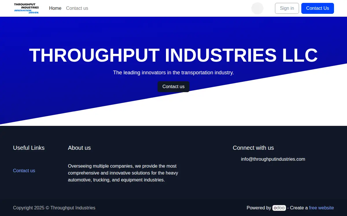 Homepage of Throughput Industries LLC