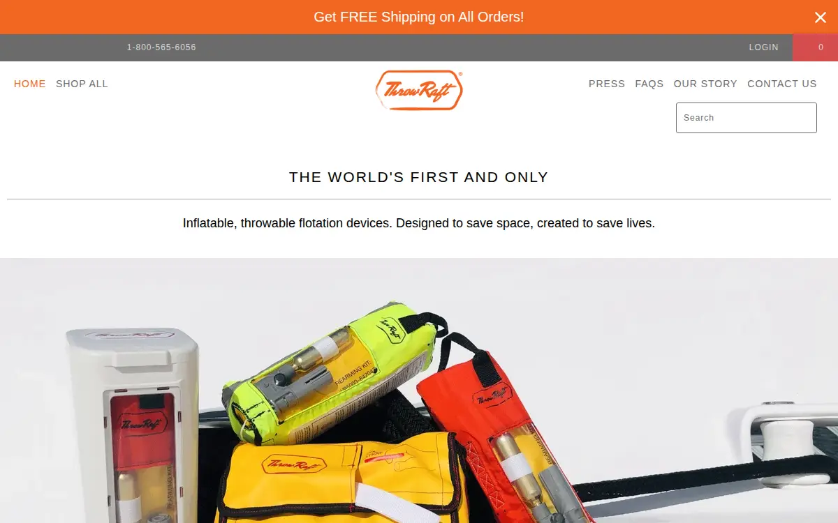 Homepage of Throw Raft LLC