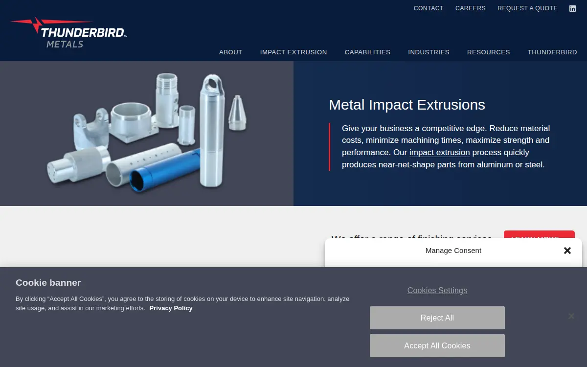 Homepage of Metal Impact LLC