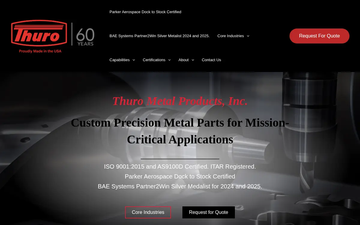 Homepage of Thuro Metal Products, INC.