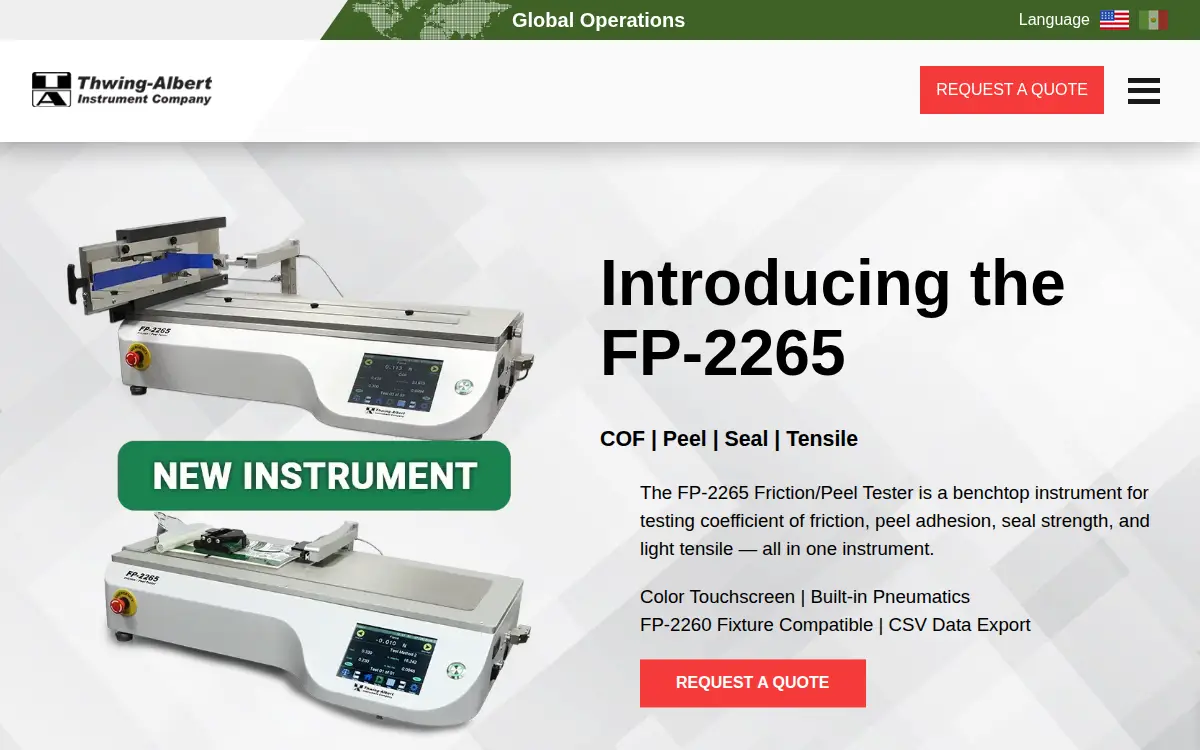 Homepage of Thwing-albert Instrument CO