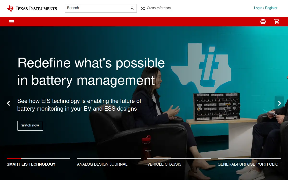 Homepage of Texas Instruments Incorporated