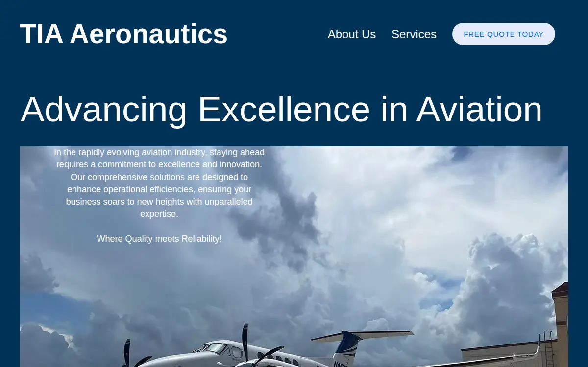 Homepage of Tia Aeronautics INC.