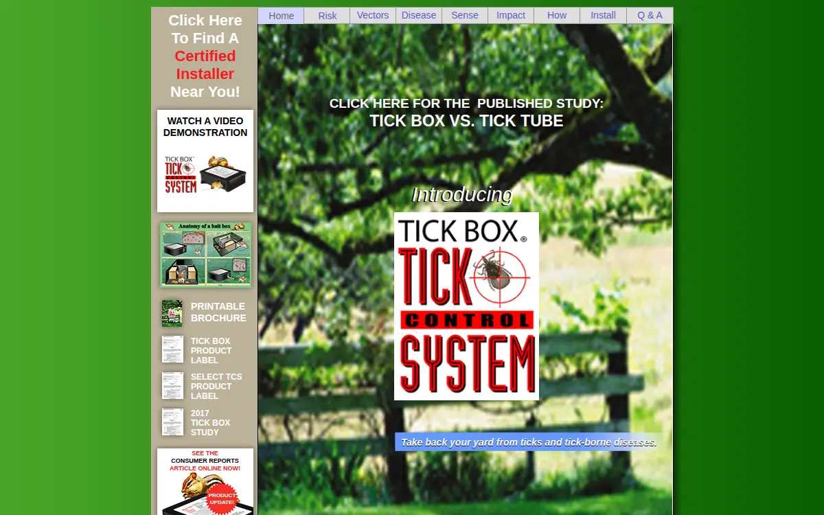 Homepage of Tick Box Technology Corporation