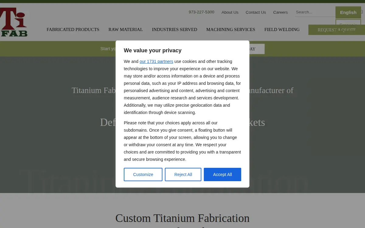 Homepage of Titanium Fabrication CORP