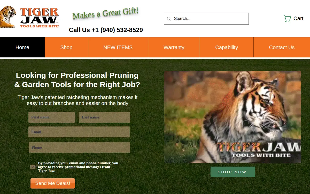 Homepage of Tiger Jaw INC