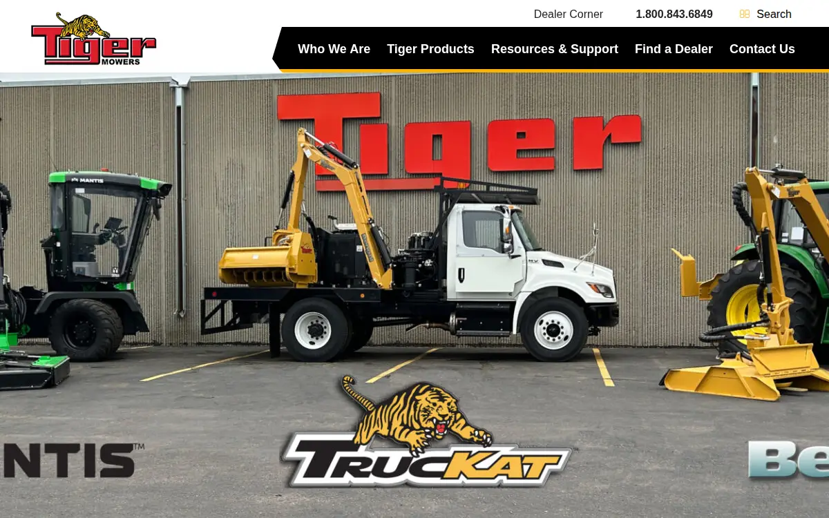 Homepage of Tiger Mowers LLC