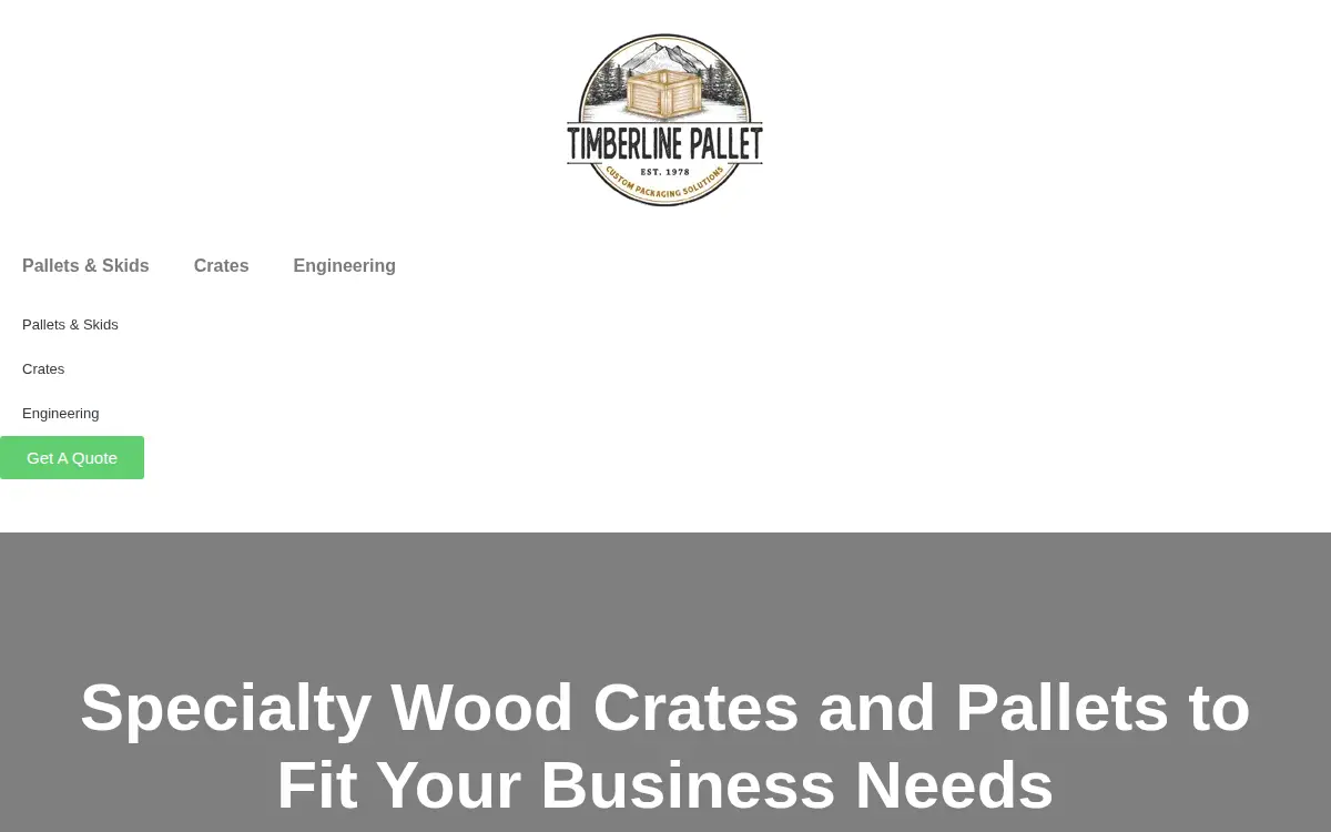 Homepage of Timberline Pallet, LLC