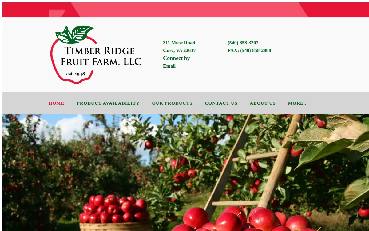 Homepage of Timber Ridge Fruit Farm LLC