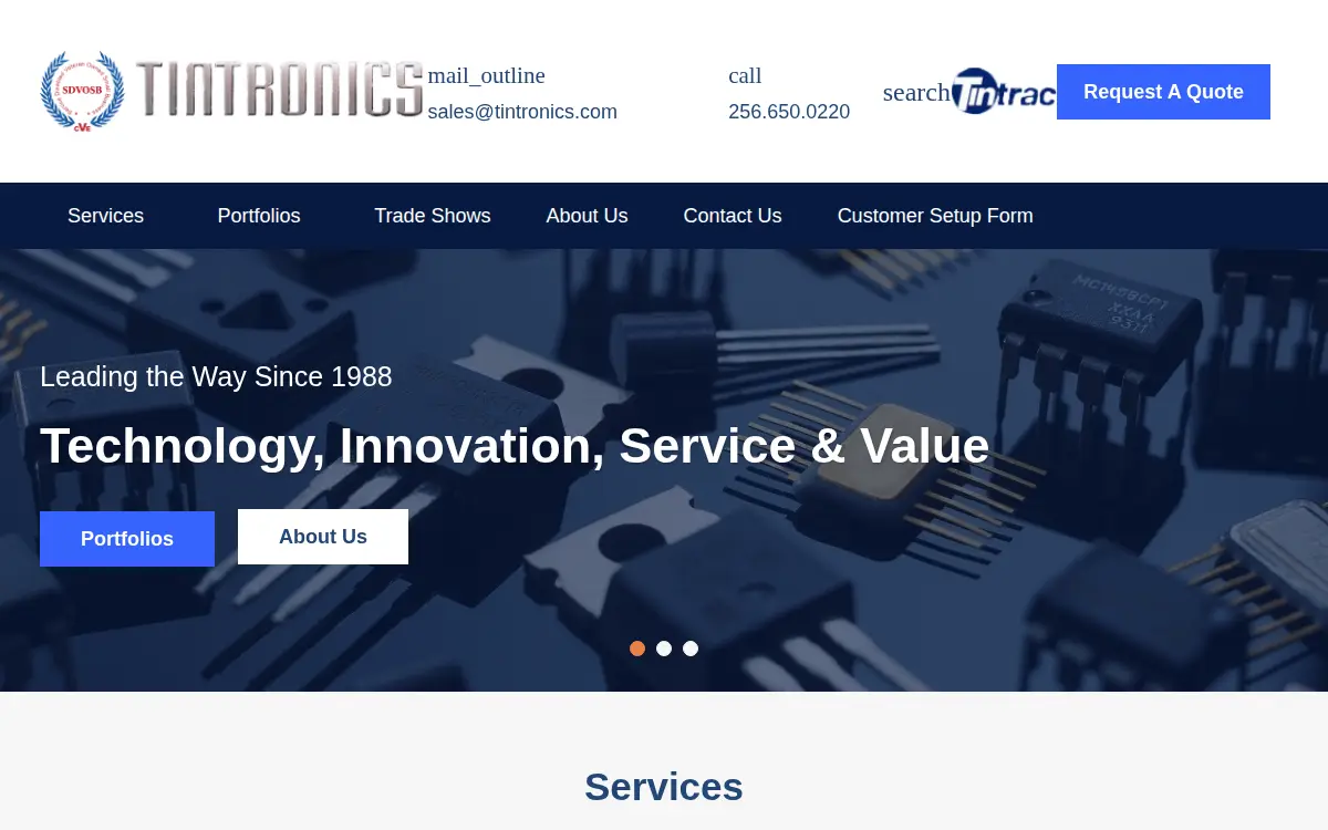 Homepage of Corfin Tinning Services INC