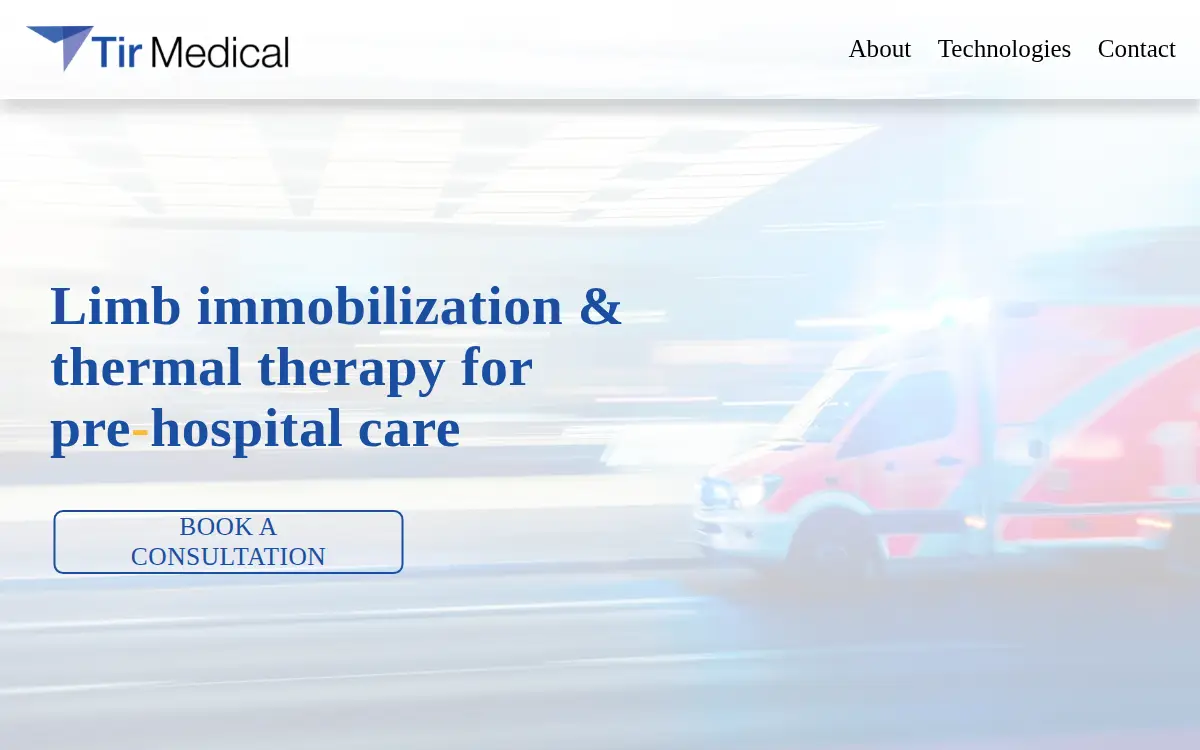 Homepage of Tir Medical INC.