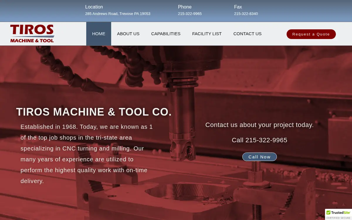 Homepage of Tiros Machine & Tool CO.