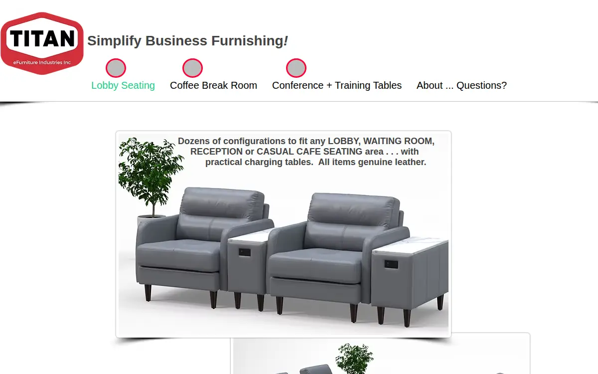 Homepage of Titan Efurniture Industries INC.