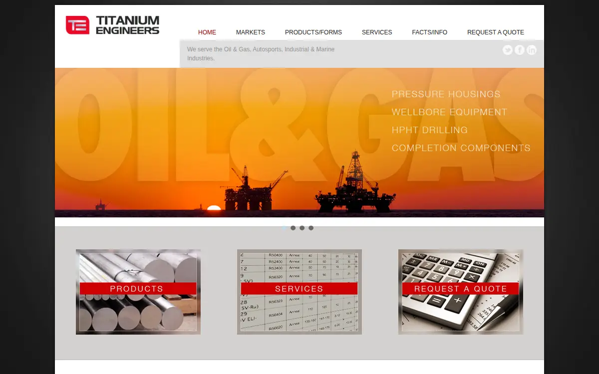 Homepage of Titanium Engineers, INC.