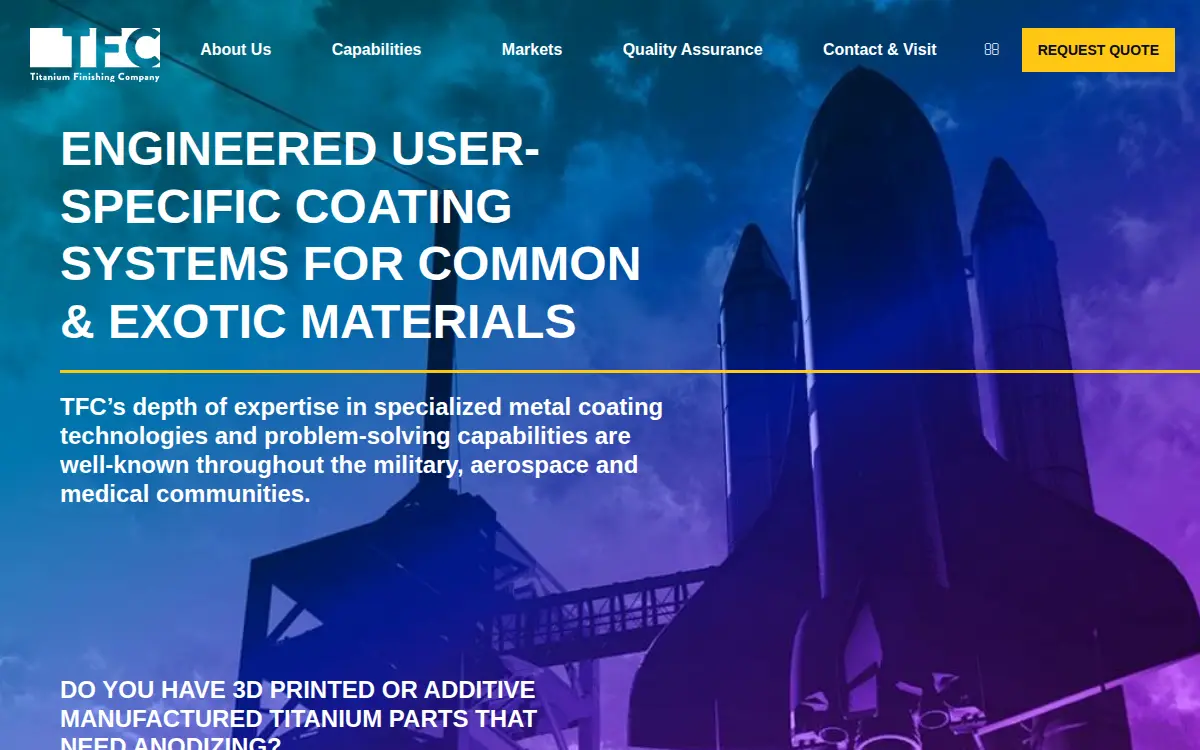 Homepage of Titanium Finishing CO.