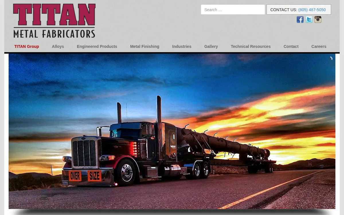 Homepage of Titan Metal Fabricators, INC.