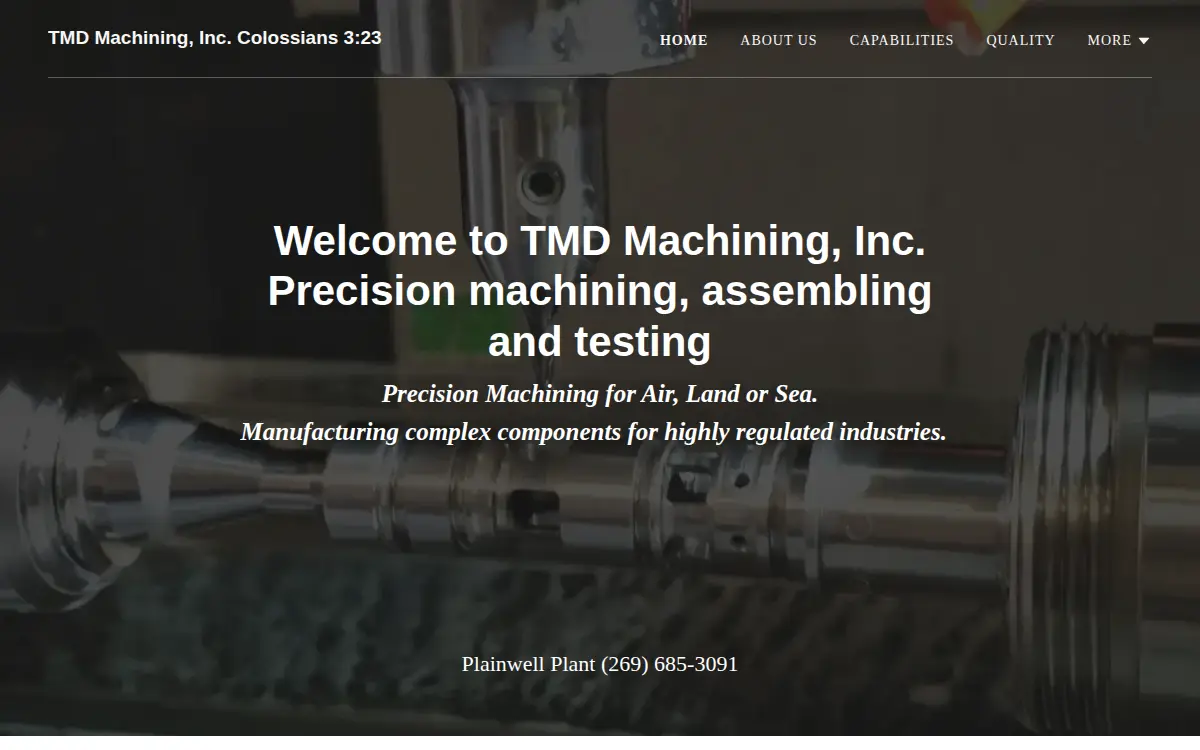 Homepage of Tmd Machining, INC.