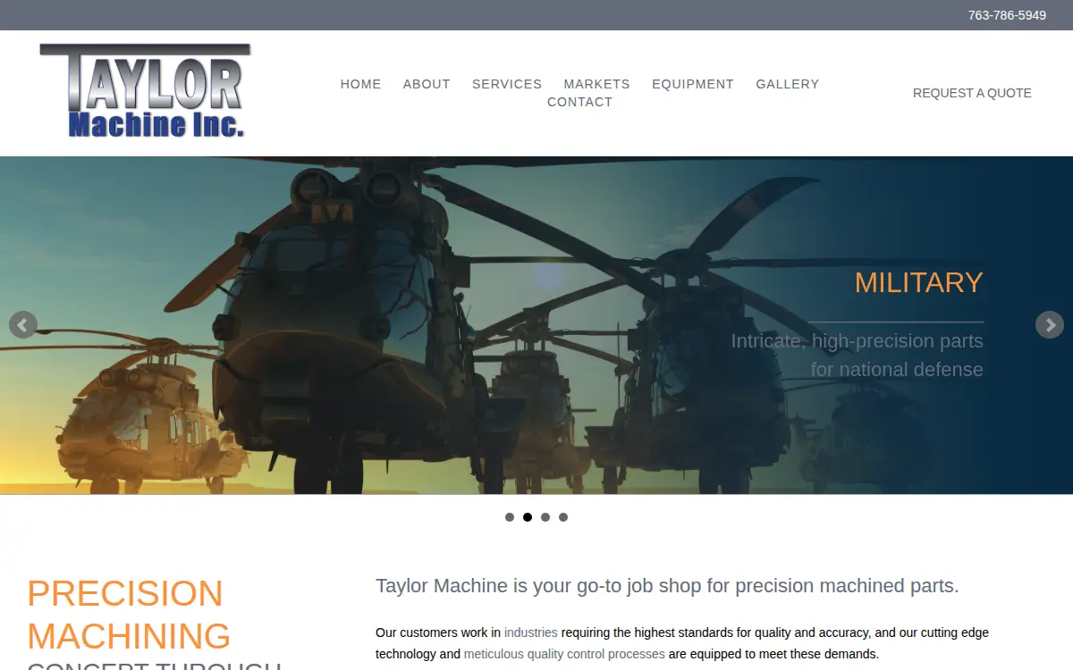 Homepage of Taylor Machine, INC.