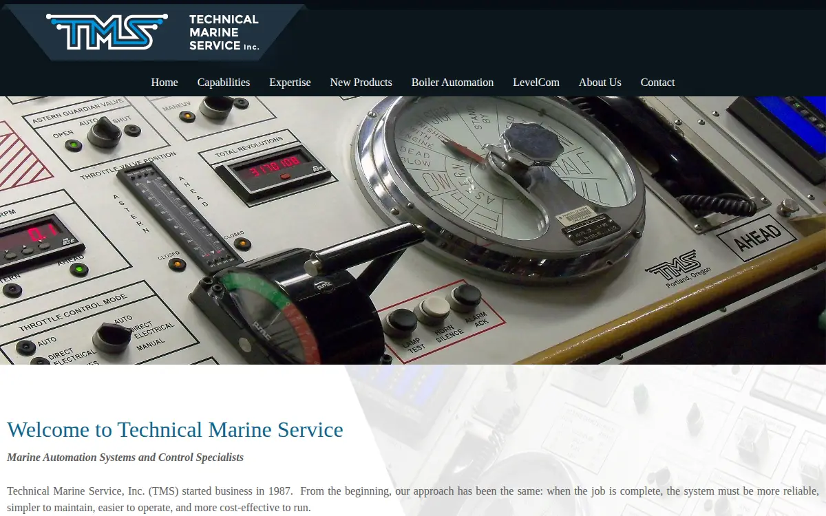 Homepage of Technical Marine Service, INC.