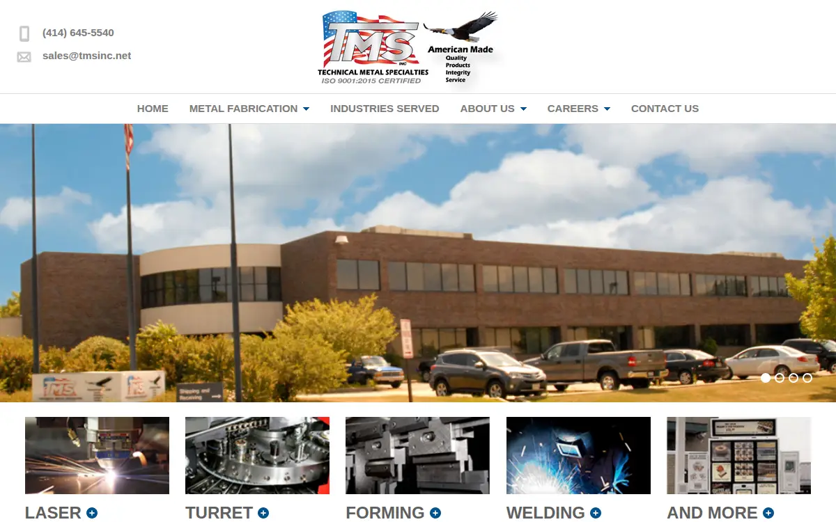 Homepage of Technical Metal Specialties INC