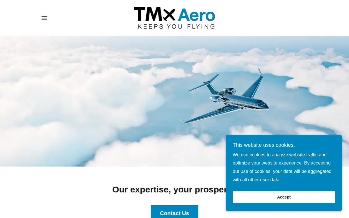 Homepage of Tmx Aero, LLC