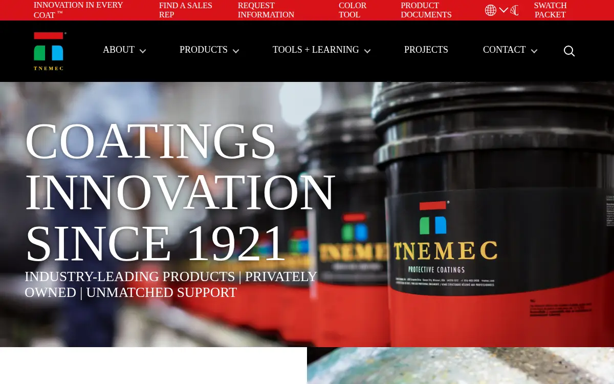 Homepage of Tnemec Company, INC.
