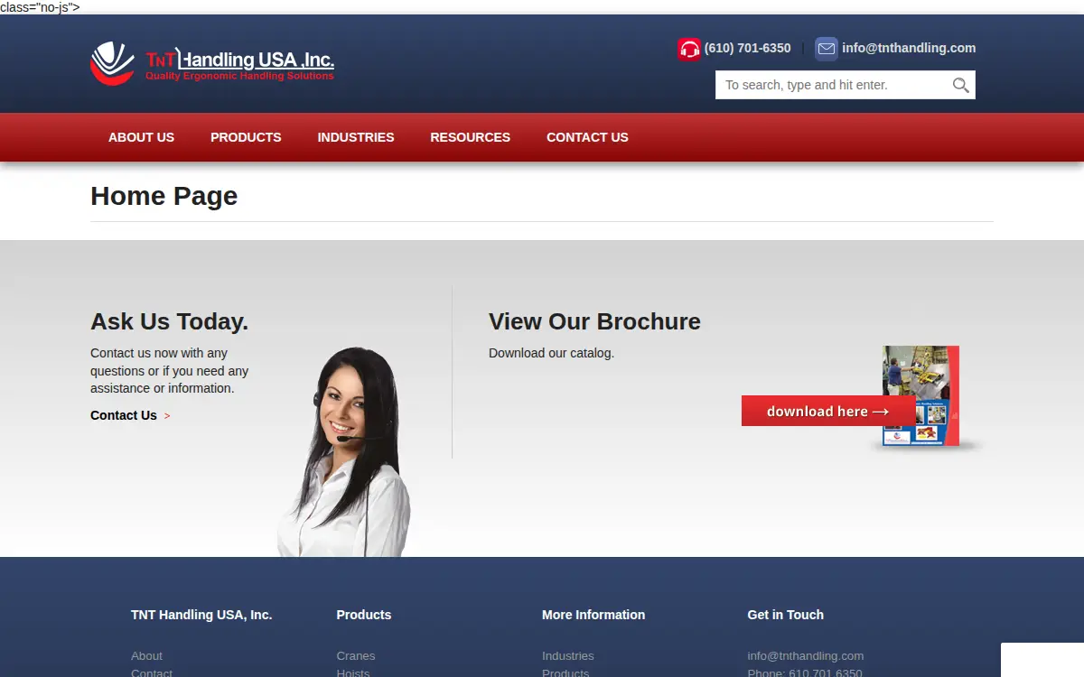 Homepage of Tnt Handling USA INC