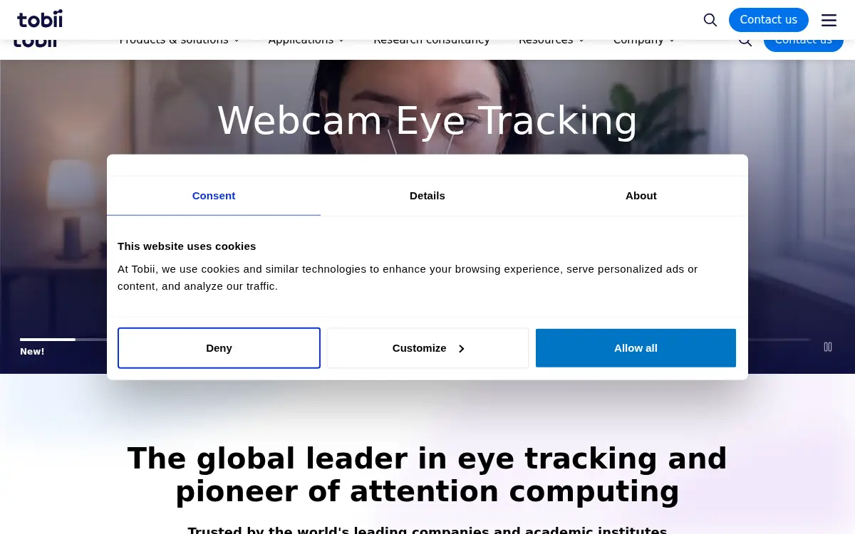 Homepage of Tobii Technology, INC
