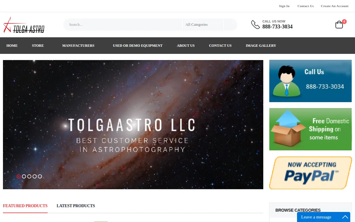 Homepage of Tolgaastro LLC