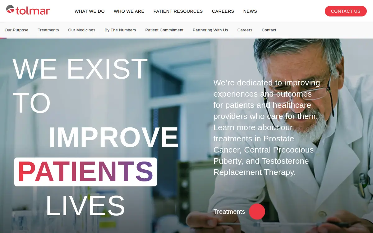 Homepage of Tolmar, INC.