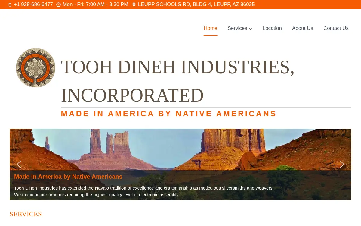 Homepage of Tooh Dineh Industries, Incorporated